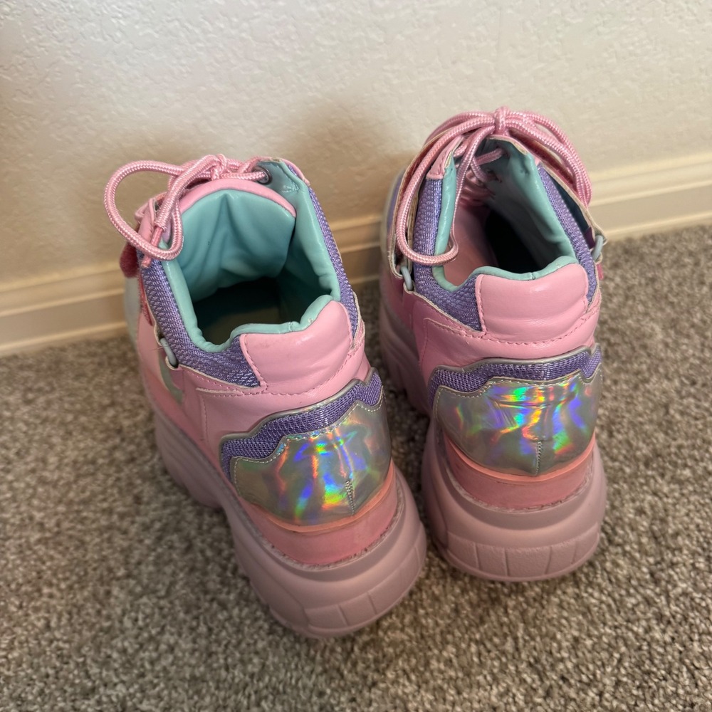 Fairycore Rave Sugar Thrillz Fairywalker Platform Sneakers Size 7 Pink - Picture 4 of 5